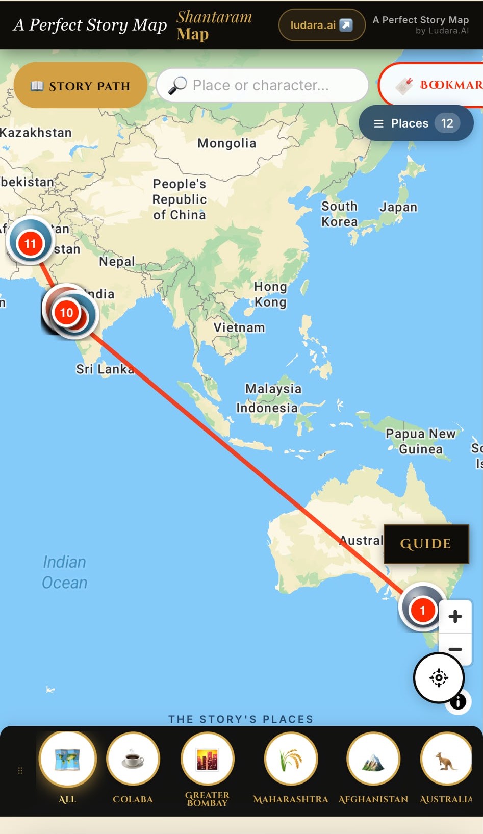The Story Path: the novel's journey drawn across the world